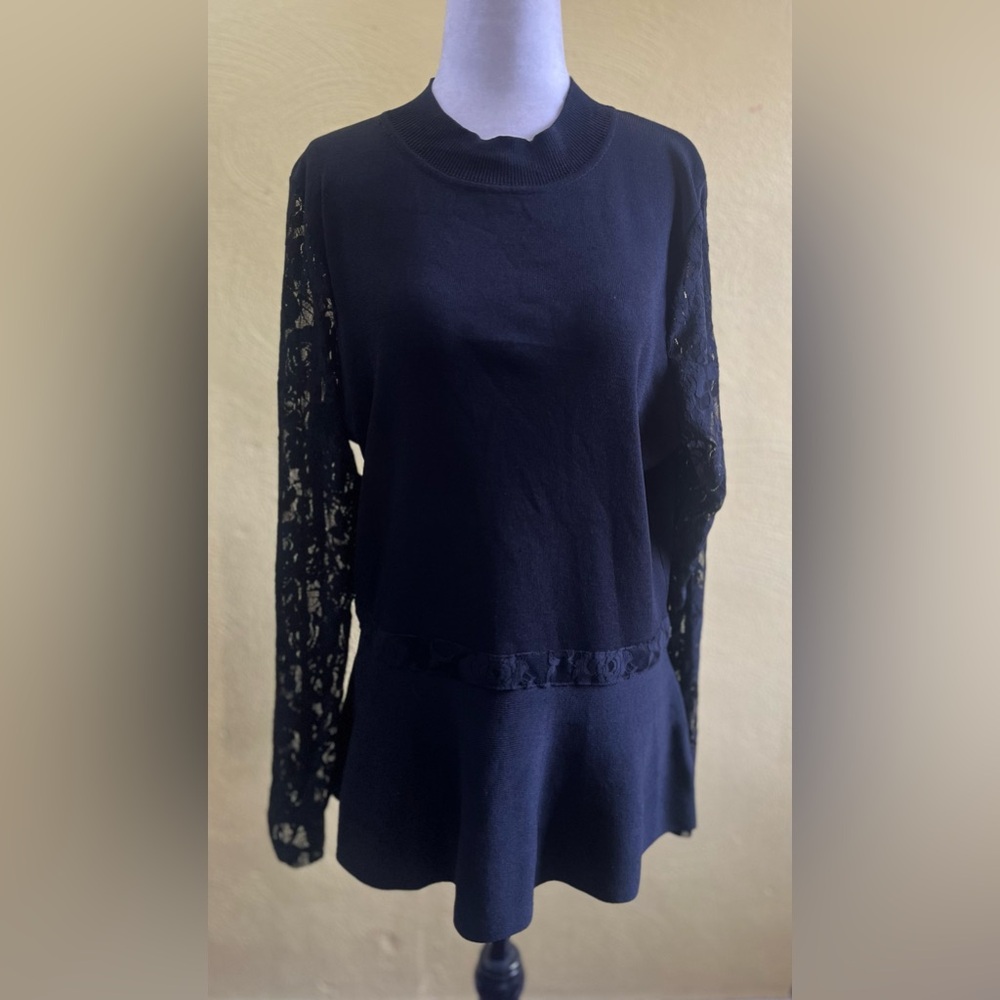 Peter Nygard Black Sweater w/ Lace On the Arms!!